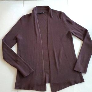 Eileen Fisher Cotton Blend Open Front Cardigan